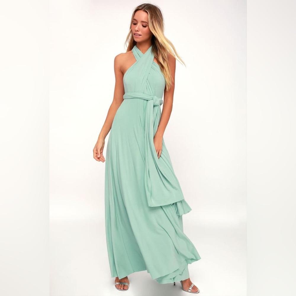 Lulu's Trick of The Trade Seafoam Green Maxi Dress - Size XS